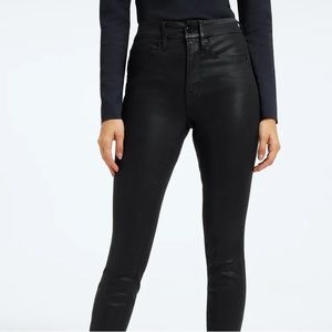 Good American Black Blackest Black Coated High Waist Skinny Jeans Size 26